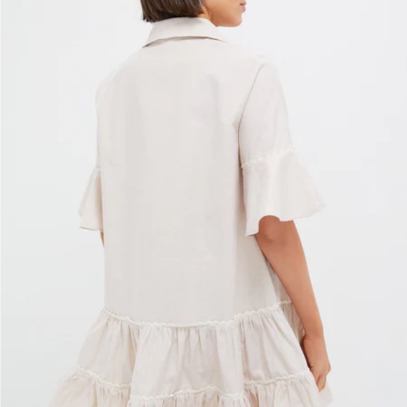 Tuckernuck Tan Striped McKenna Dress with Ruffles - Picture 3 of 4